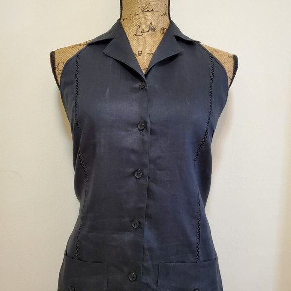 Alexandria Nicole Black Halter Dress Linen Size M Linen - Picture 6 of 12